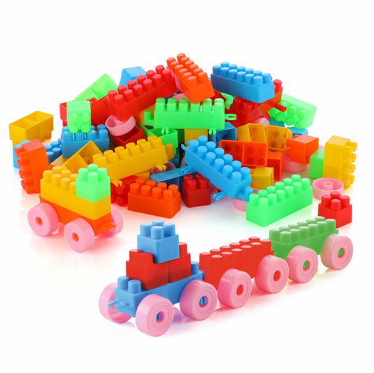 Chanak Plastic Building Blocks for Kids with Wheels, Construction Block Game for Kids - chanak
