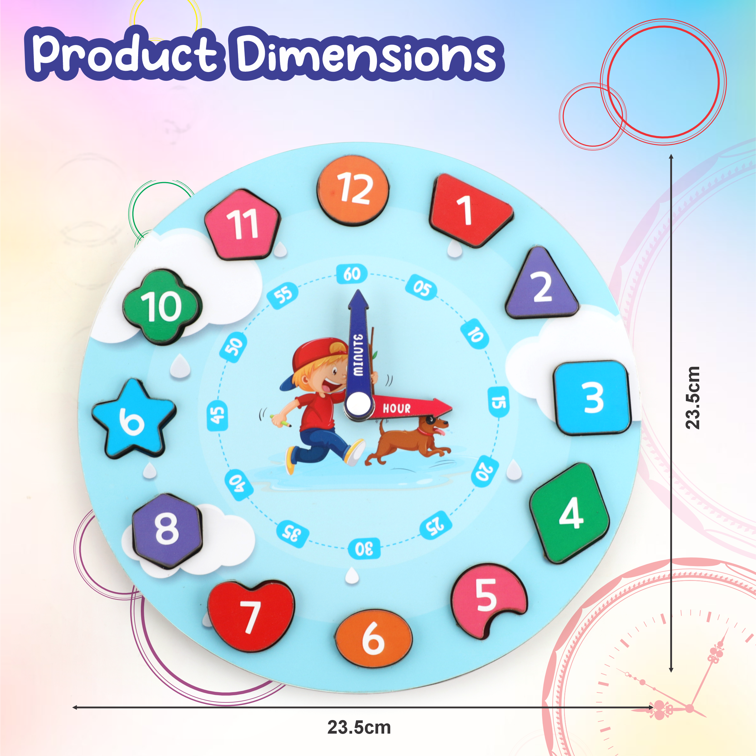 Learning Wooden Clock (Blue) chanak
