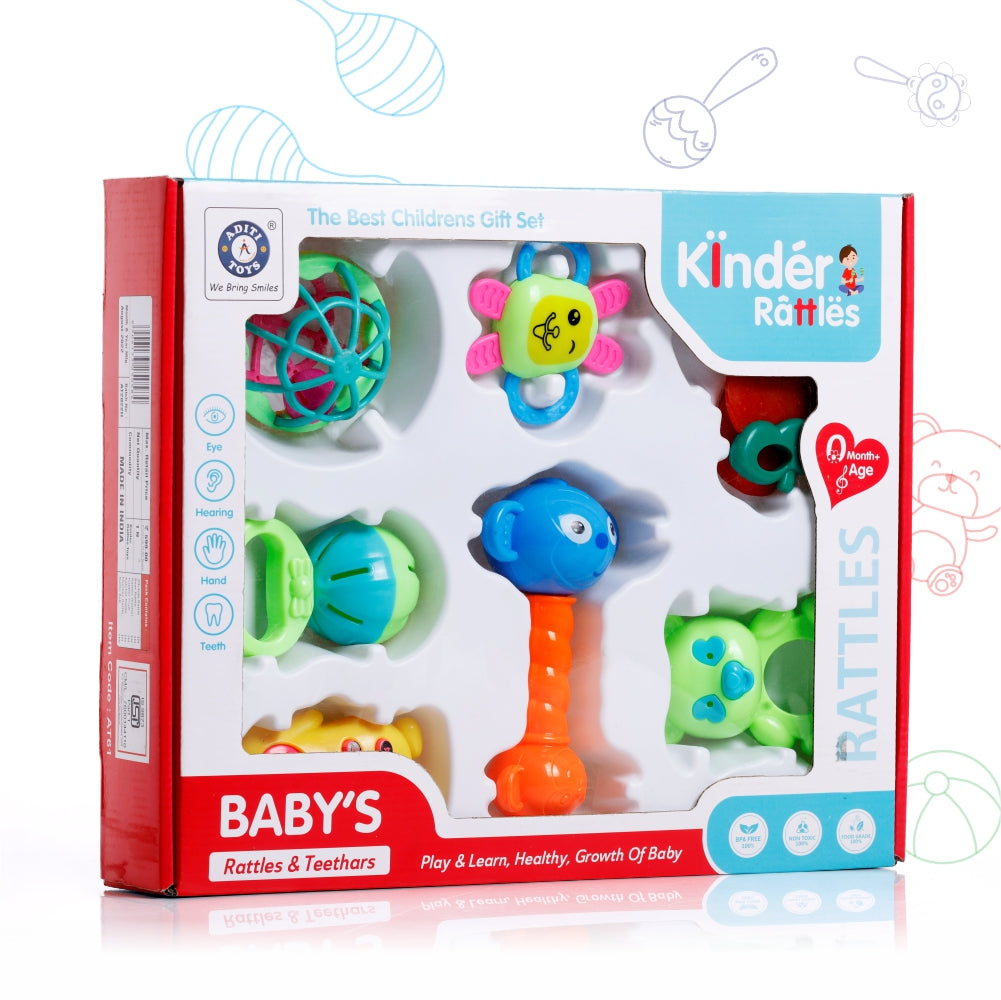 Chanak Kinder Rattle Set 8 Pcs - Colour Variety - chanak