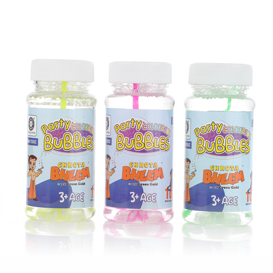 Chanak's Chota Bheem Party Colourful Bubble Solution with Blower (Pack of 3) - chanak