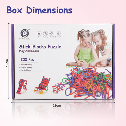 Chanak Stick Blocks Puzzle for Kids, Building Blocks (200Pcs) - chanak