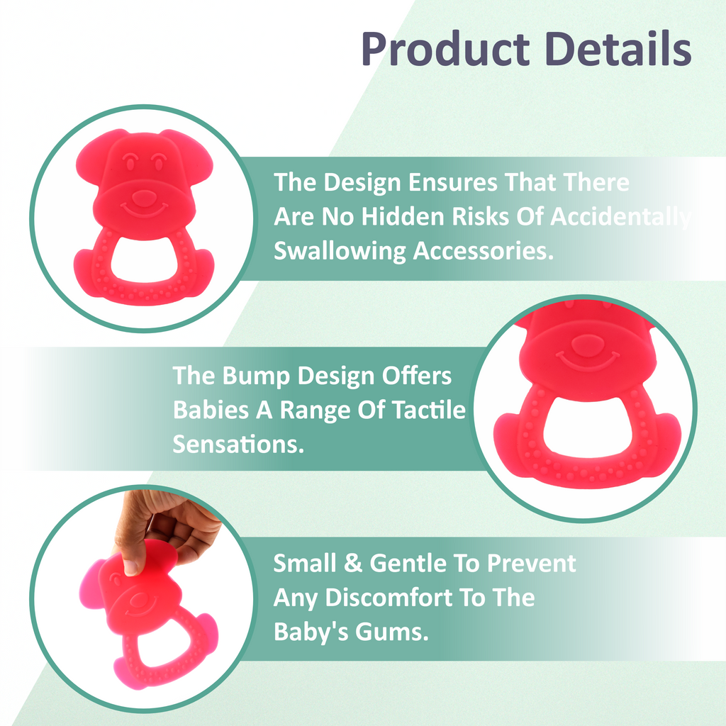 Chanak Dog Shape Teether for Babies 6-12 Months | BPA Free Food Grade Silicone Teething Toy – BIS Approved