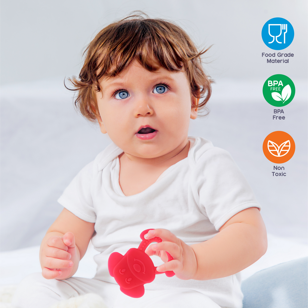Chanak Dog Shape Teether for Babies 6-12 Months | BPA Free Food Grade Silicone Teething Toy – BIS Approved