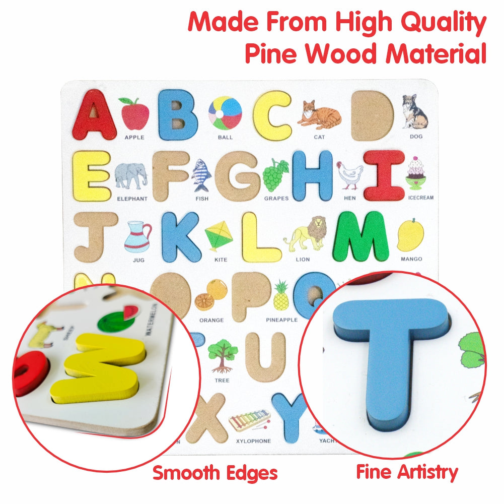 Chanak's Wooden Capital Alphabet Puzzle Board with Picture - chanak