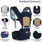 Chanak Heaven Hug Baby Hip Seater For 4+ Months Babies, Adjustable, Breathable & Comfortable with Storage Pockets, Supports up to 15kg For New Born Babies, Above 3+ Month Aditi Toys Pvt. Ltd.