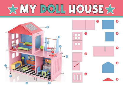 Chanak Wooden Doll House for Kids (16 Pieces) - chanak
