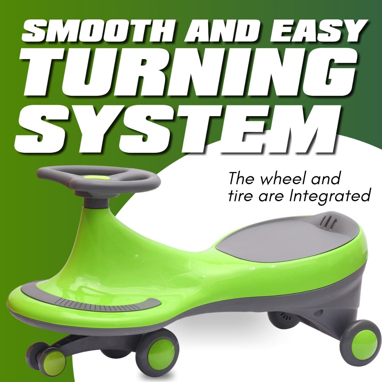 Chanak Kids RideOn Car with 360° Rotating Wheels, Smooth Turning System, Motion-Powered Fun, & Silent PU Wheels Durable Design, 100kg Load Capacity, Perfect for Indoor/Outdoor Play Above 3+ age (Green) chanak