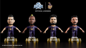 Chanak Cricket Icons Action Figure Assorted Kolkata Knight Riders Collectible Miniature, IPL Edition 360° Rotatable Head, KKR Cricket Player for Fans & Kids, Perfect Gift & Collectors Pack of 4 chanak