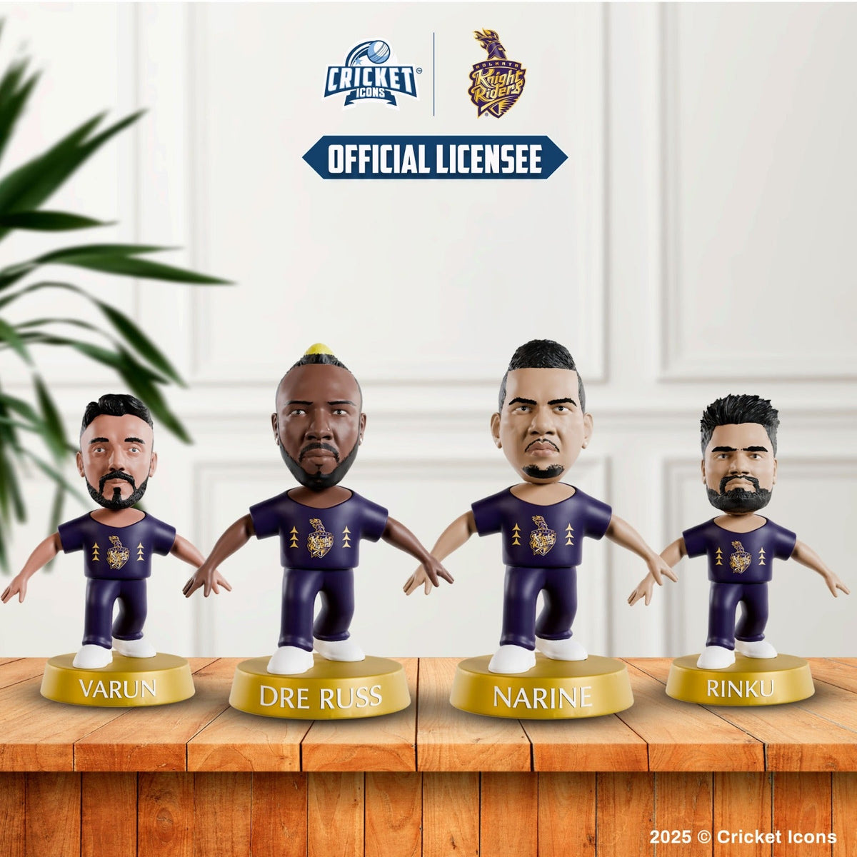 Chanak Cricket Icons Action Figure Assorted Kolkata Knight Riders Collectible Miniature, IPL Edition 360° Rotatable Head, KKR Cricket Player for Fans & Kids, Perfect Gift & Collectors Pack of 4 chanak