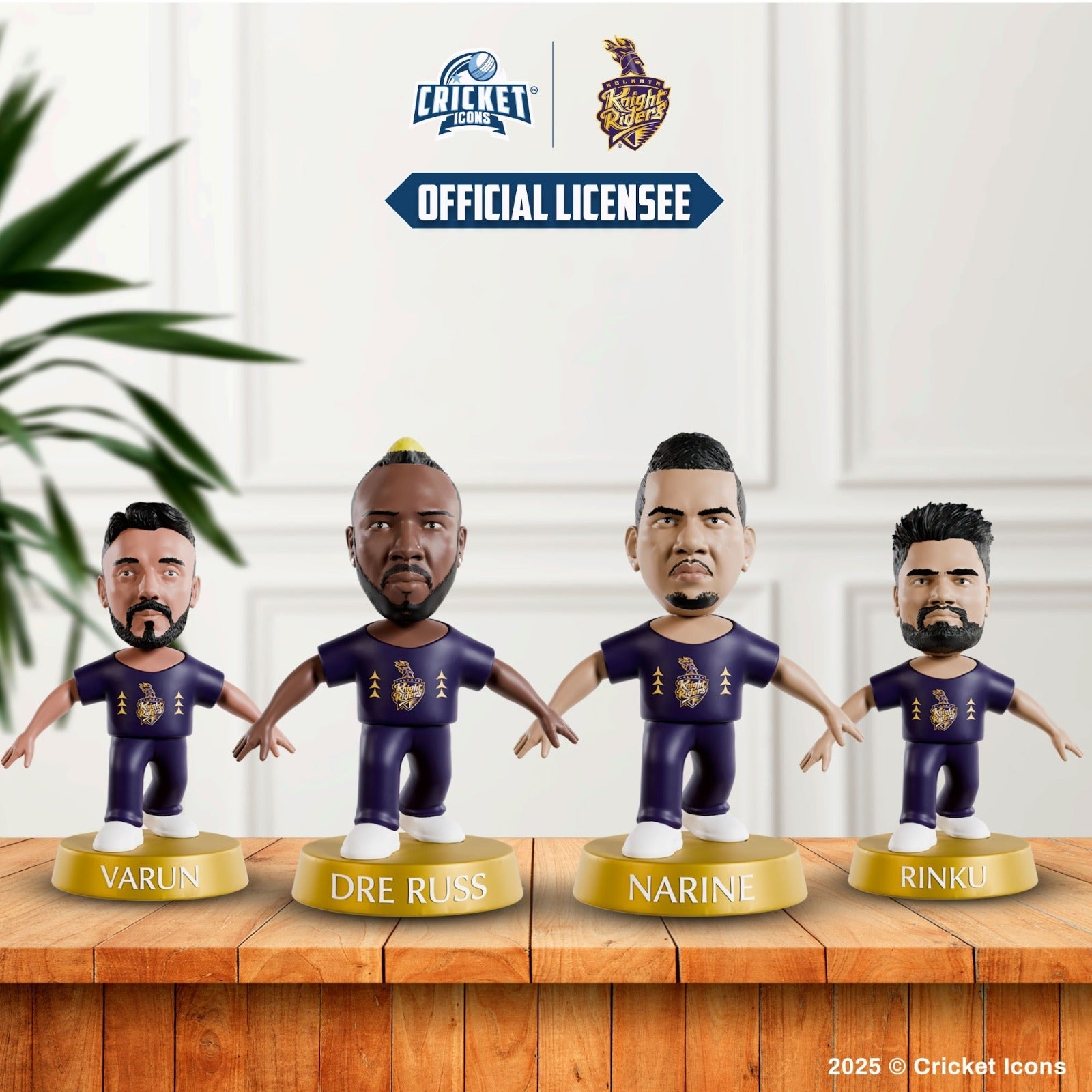 Chanak Cricket Icons Action Figure Assorted Kolkata Knight Riders Collectible Miniature, IPL Edition 360° Rotatable Head, KKR Cricket Player for Fans & Kids, Perfect Gift & Collectors Pack of 4 chanak