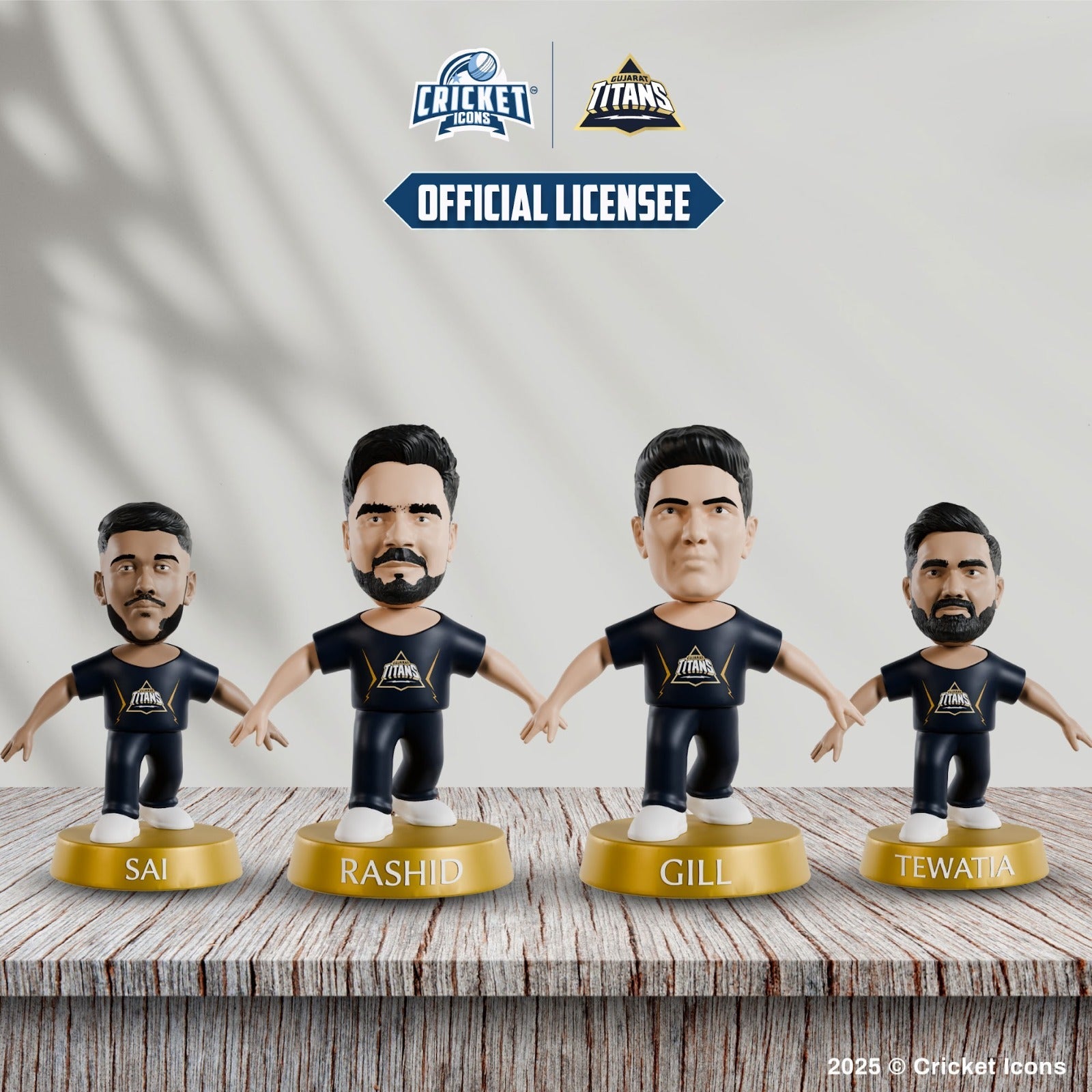 Chanak Cricket Icons Action Figure Assorted Gujarat Titans Collectible Miniature Figurine, IPL Edition 360° Rotatable Head, GT Cricket Player for Fans & Kids, Perfect Gift & Collectors Pack of 4 chanak