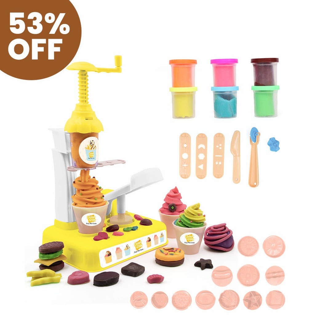 Chanak Scoop and Play, Ice Cream play Set With 6 Dough And 11 Stamps Molds chanak