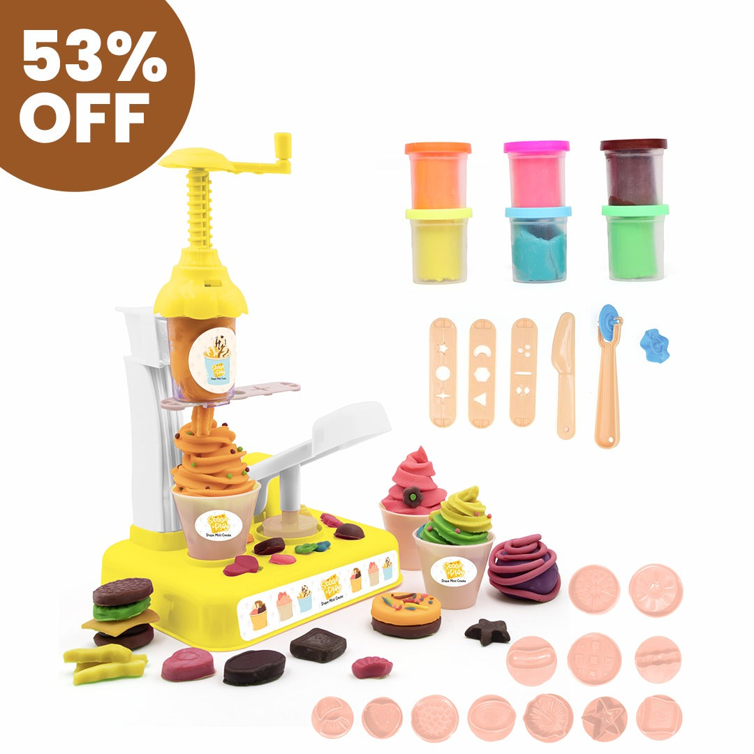 Chanak Scoop and Play, Ice Cream play Set With 6 Dough And 11 Stamps Molds chanak