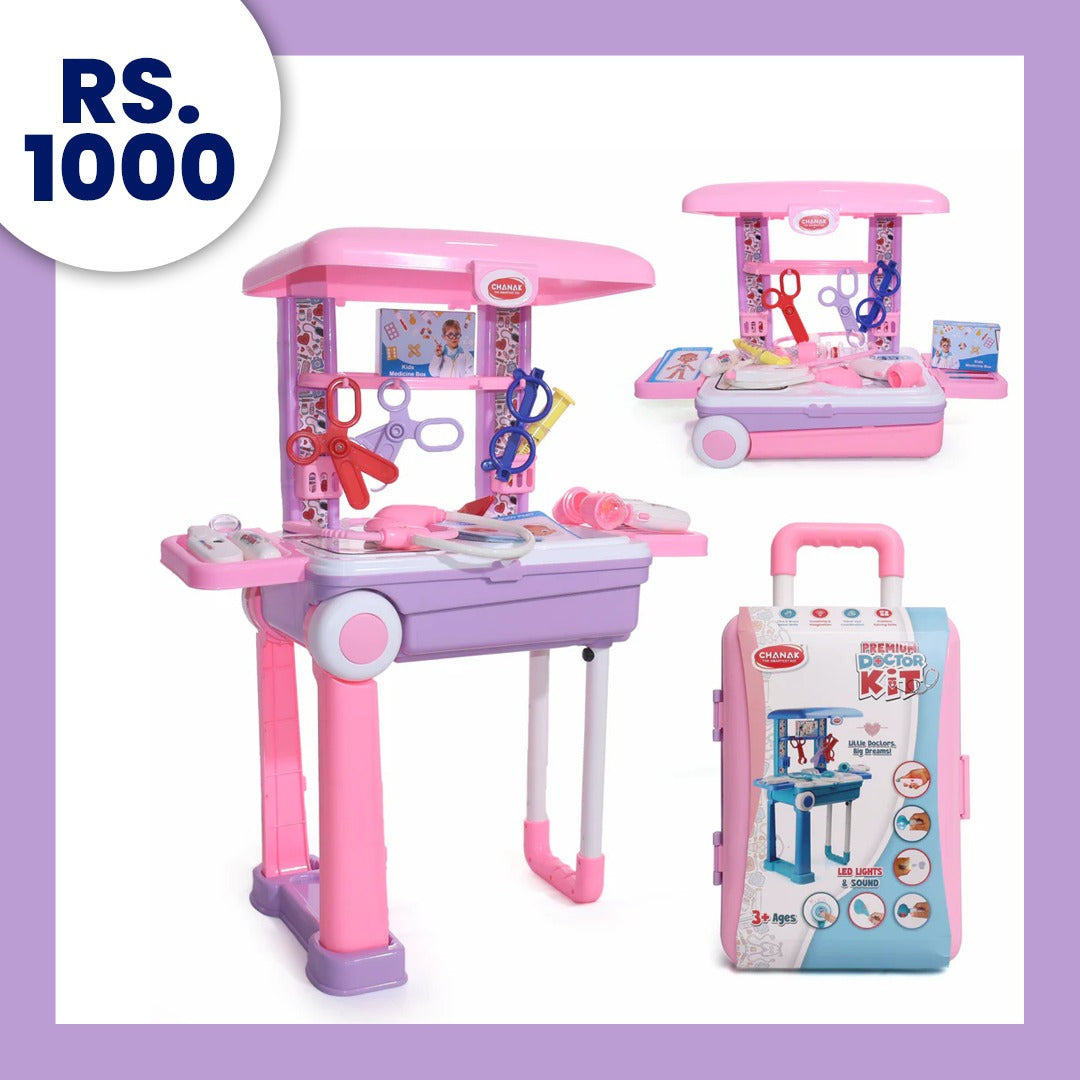 Premium Doctor Set Trolley for Kids with LED Light Instruments (Pink) Aditi Toys Pvt. Ltd.