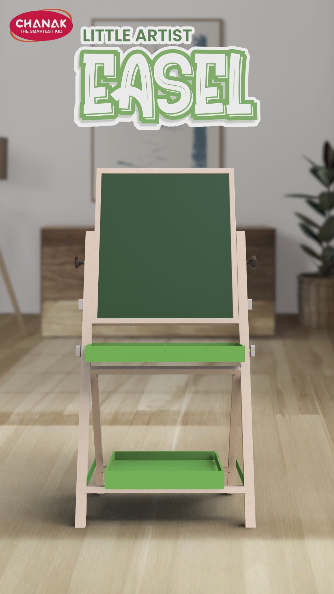 Chanak Wooden Art Easel for Kids , Magnetic White Board & Chalkboard Easel