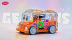 Chanak Transparent Gear Bus Toy for Kids 3+ Years | Tinkling Sound & Light Mini School Bus – BIS Approved (Orange)