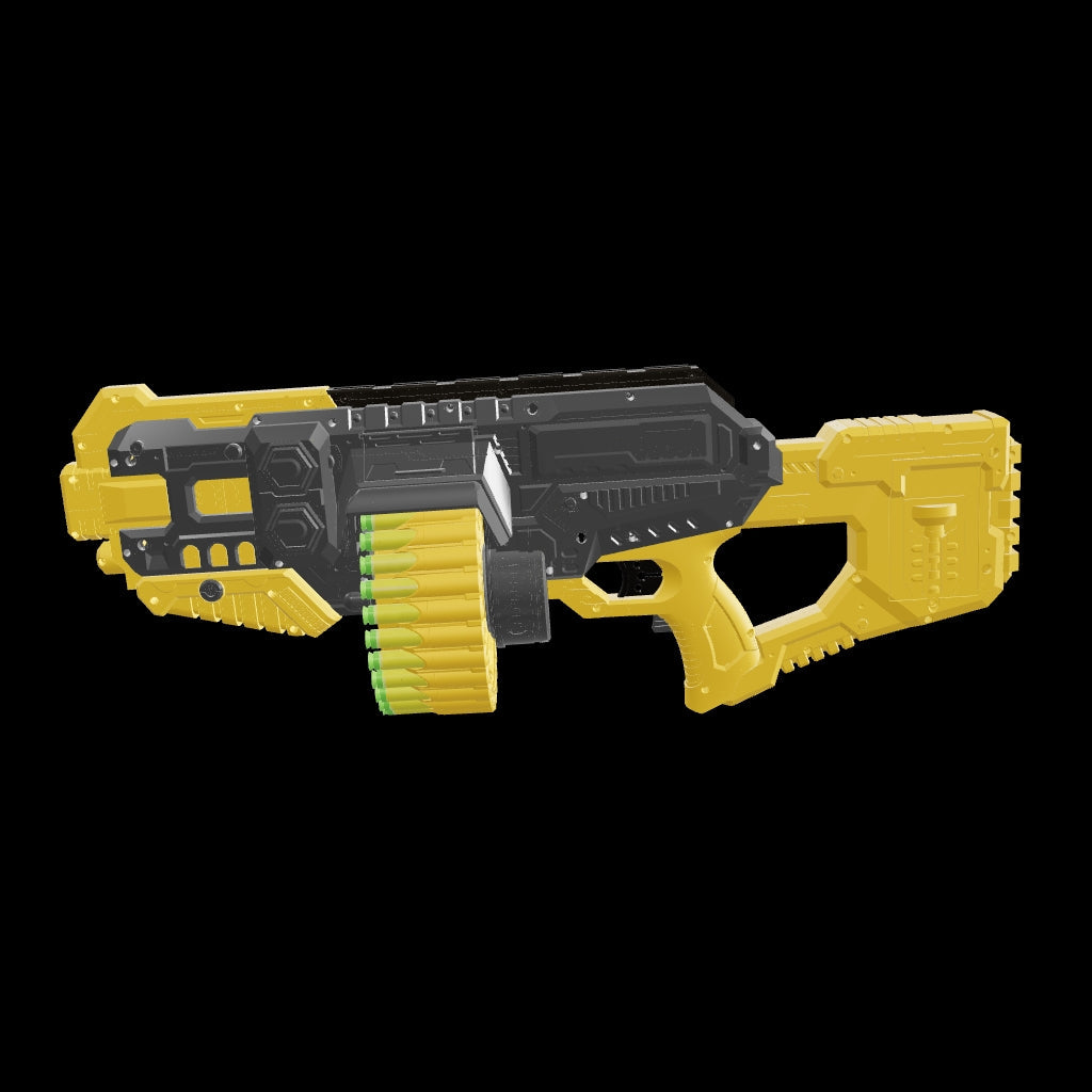 Chanak Motorized Dart Blaster Gun for Kids 5+ Years | 30 Foam Bullets, 60 Feet Range, Rechargeable – BIS Approved (Yellow-Grey)