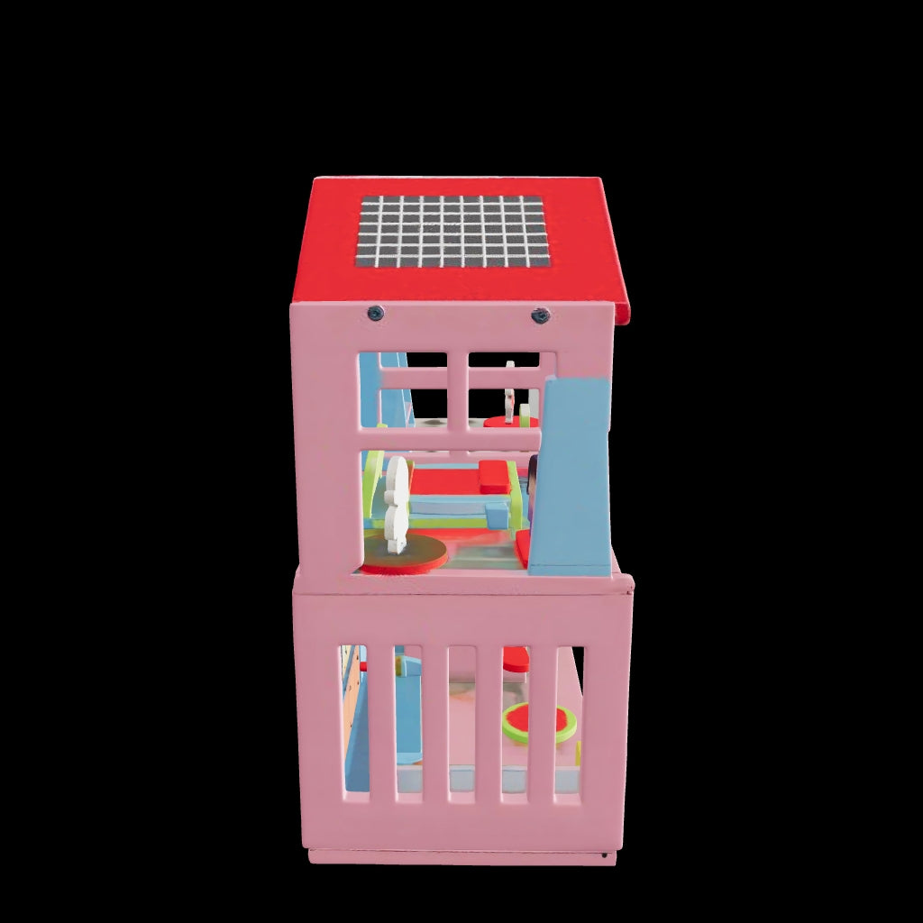Chanak Wooden Doll House for Girls 3+ Years | 4-Room Pretend Play Set, Non-Toxic Colors – BIS Approved (16 Pcs)