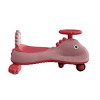 Chanak Dino Swing Ride-On Car for Kids 3+ Years | 360° Wheels, Lights & Music Animal Shape Wiggle Car – BIS Approved (Pink)