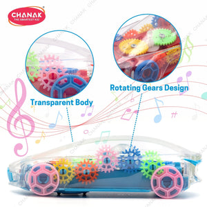 Chanak Transparent 3D Gear Car for Kids (Blue) - chanak