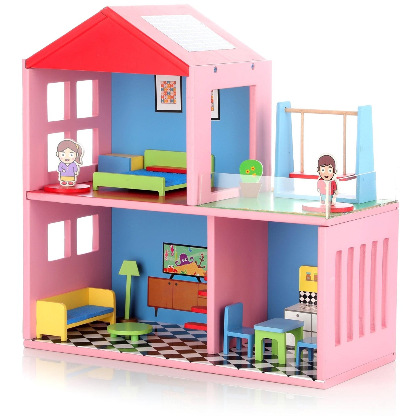 Chanak Wooden Doll House for Kids (16 Pieces) - chanak