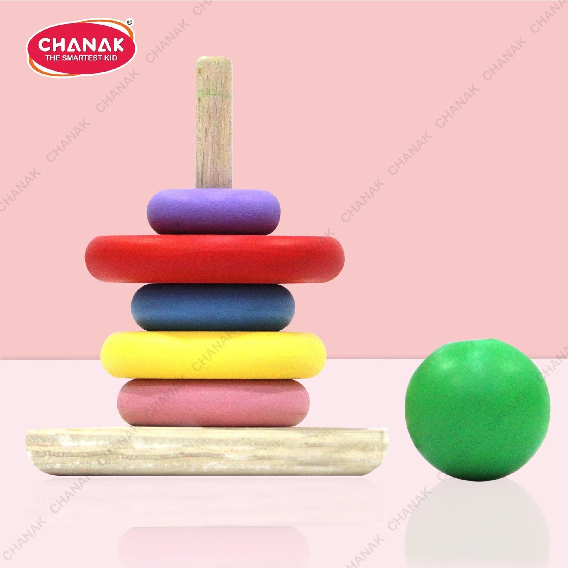 Chanak Wooden Stacking Ring Toy for Kids - Rainbow Colour - chanak